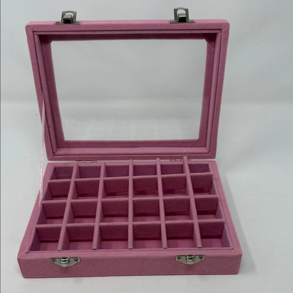 Girl’s Pink Jewelry Box Organizer  8x6x2” with clasps to close NO mirror